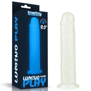 Lumino Play dildo z przyssawką – 20,3 cm, złamana biel, świecące w ciemności - 1
