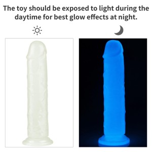 Lumino Play dildo z przyssawką – 20,3 cm, złamana biel, świecące w ciemności - 8