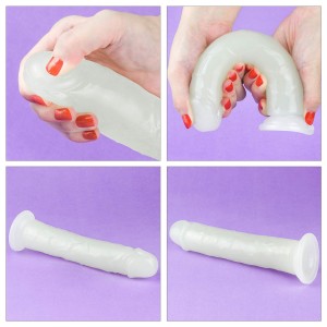 Lumino Play dildo z przyssawką – 20,3 cm, złamana biel, świecące w ciemności - 12