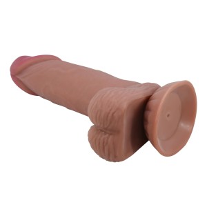 BAILE dildo z przyssawką zakrzywione – 20,5 cm, naturalne, - 5