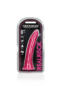 RealRock dildo z przyssawką – 20 cm, świecące w ciemności, bez ftalanów - 2