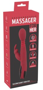 Silicone Wibrator łechtaczki ogrzewanie i 10 trybów – czerwony króliczek - 1