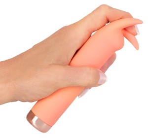 Peachy mini wibrator elastyczny - pastelowy z wibrouszami - 7