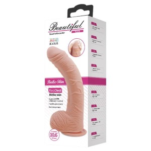 BAILE dildo realistyczne z przyssawką – 28 cm, cieliste, zakrzywiony punkt G - 4