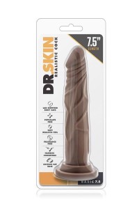 DR. SKIN dildo realistyczne z przyssawką – 19 cm, czekoladowe, z żyłkowaniem - 1