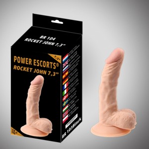 Power Escorts dildo realistyczne z przyssawką – 18,5 cm, ciało, idealny rozmiar, zapakowane w kolorowe pudełko upominkowe ze złotym nadrukiem - 3
