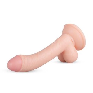 Vince dildo realistyczne z przyssawką i jądrami – 19,5 cm, beżowe, ultra elastyczne - 3