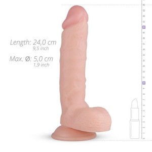Glynn dildo realistyczne z przyssawką i jądrami – 25 cm, beżowe, elastyczne - 4