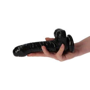 Italian Cock dildo realistyczne z przyssawką – 16 cm, czarne, z żyłkowaniem - 5