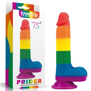 Prider dildo realistyczne z przyssawką – 19 cm, kolor flagi dumy, ultra miękkie - 1
