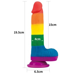 Prider dildo realistyczne z przyssawką – 19 cm, kolor flagi dumy, ultra miękkie - 2