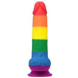 Prider dildo realistyczne z przyssawką – 19 cm, kolor flagi dumy, ultra miękkie - 3
