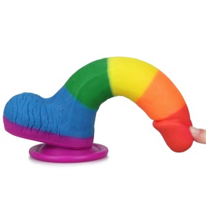 Prider dildo realistyczne z przyssawką – 19 cm, kolor flagi dumy, ultra miękkie - 6
