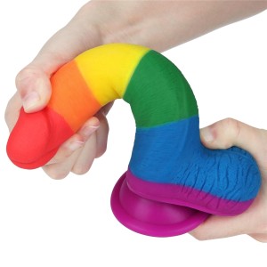 Prider dildo realistyczne z przyssawką – 19 cm, kolor flagi dumy, ultra miękkie - 7