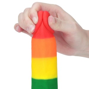 Prider dildo realistyczne z przyssawką – 19 cm, kolor flagi dumy, ultra miękkie - 8