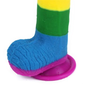 Prider dildo realistyczne z przyssawką – 19 cm, kolor flagi dumy, ultra miękkie - 9
