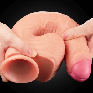 Love Toy dildo realistyczne dwuwarstwowe z przyssawką – 28 cm, naturalne, ultra miękkie - 5