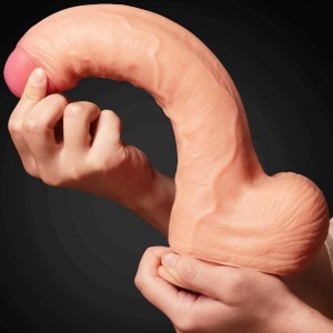 Love Toy dildo realistyczne dwuwarstwowe z przyssawką – 28 cm, naturalne, ultra miękkie - 8