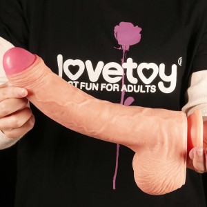 Love Toy dildo realistyczne dwuwarstwowe z przyssawką – 28 cm, naturalne, ultra miękkie - 9