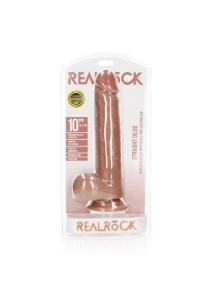 Real Rock dildo realistyczne z przyssawką i jądrami – 25,5 cm, naturalne, miękkie w dotyku