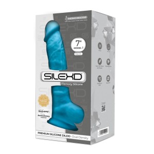 Silexd dildo realistyczne z przyssawką – 17,75 cm, niebieskie, super miękkie - 1