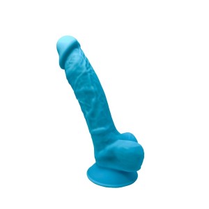 Silexd dildo realistyczne z przyssawką – 17,75 cm, niebieskie, super miękkie - 2