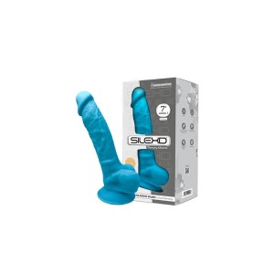 Silexd dildo realistyczne z przyssawką – 17,75 cm, niebieskie, super miękkie - 3