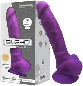 Silex dildo realistyczne z przyssawką – 17,5 cm, fioletowe, termoreaktywne - 1