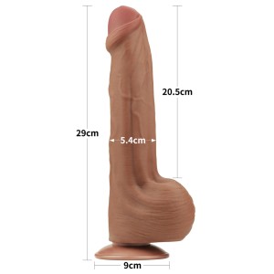 King Cock dildo realistyczne dwuwarstwowe z przyssawką – 29 cm, brązowe, super realistyczne - 3