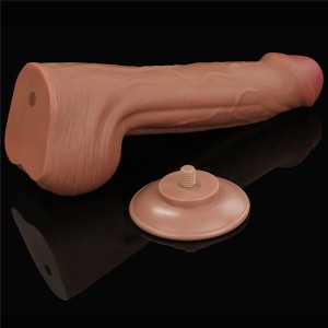 King Cock dildo realistyczne dwuwarstwowe z przyssawką – 29 cm, brązowe, super realistyczne - 8