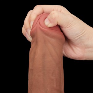 King Cock dildo realistyczne dwuwarstwowe z przyssawką – 29 cm, brązowe, super realistyczne - 11