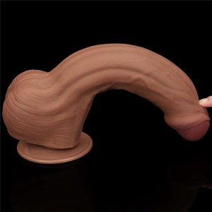 King Cock dildo realistyczne dwuwarstwowe z przyssawką – 29 cm, brązowe, super realistyczne - 12
