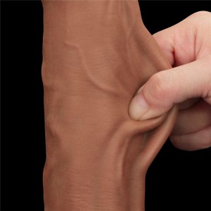 King Cock dildo realistyczne dwuwarstwowe z przyssawką – 29 cm, brązowe, super realistyczne - 15
