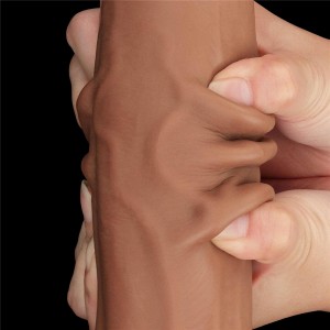 King Cock dildo realistyczne dwuwarstwowe z przyssawką – 29 cm, brązowe, super realistyczne - 16