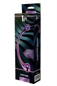 Glamour Glass dildo szklane zakrzywione – 17 cm, kolor baniek mydlanych, podwójnie zakończone - 1