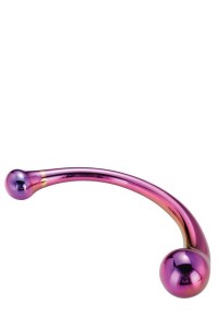 Glamour Glass dildo szklane zakrzywione – 17 cm, kolor baniek mydlanych, podwójnie zakończone - 3
