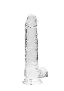 REALROCK dildo żelowe realistyczne – 21 cm, przezroczyste, z jądrami i przyssawką - 1