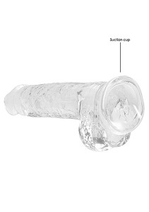 REALROCK dildo żelowe realistyczne – 21 cm, przezroczyste, z jądrami i przyssawką - 5