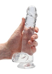 REALROCK dildo żelowe realistyczne – 21 cm, przezroczyste, z jądrami i przyssawką - 7