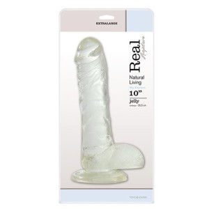 Fallo dildo realistyczne z przyssawką – 25 cm, przezroczyste, Real Rapture - 1