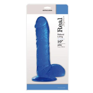 Fallo dildo realistyczne z przyssawką – 25,5 cm, niebieskie, Real Rapture - 1
