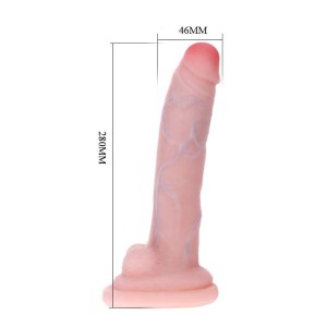 BAILE dildo realistyczne z przyssawką i jądrami – 28 cm, cielisty, ultra elastyczne - 5