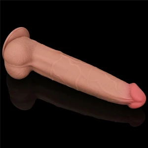 King Cock dildo realistyczne dwuwarstwowe z przyssawką – 34 cm, naturalne, super realistyczne - 5