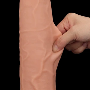 King Cock dildo realistyczne dwuwarstwowe z przyssawką – 34 cm, naturalne, super realistyczne - 15