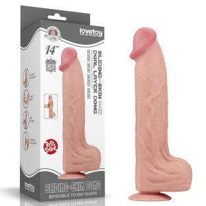 King Cock dildo realistyczne dwuwarstwowe z przyssawką – 35,5 cm, naturalne, super realistyczne - 1