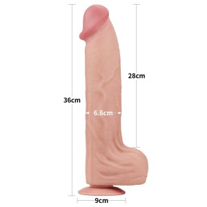 King Cock dildo realistyczne dwuwarstwowe z przyssawką – 35,5 cm, naturalne, super realistyczne - 3