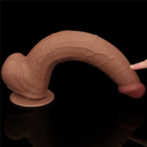 King Sized dildo realistyczne dwuwarstwowe – 34 cm, brązowe, ślizgająca się skóra - 12