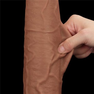 King Sized dildo realistyczne dwuwarstwowe – 34 cm, brązowe, ślizgająca się skóra - 15
