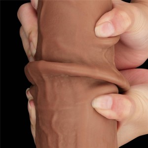 King Sized dildo realistyczne dwuwarstwowe – 34 cm, brązowe, ślizgająca się skóra - 16