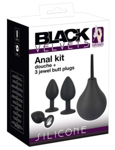 Black Velvets Anal Kit zestaw erotyczny – 4 w 1, prysznic + 3 korki - 1